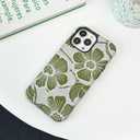 Compatible for iPhone 16 Plus Case, Cute Green Flowers Pattern Case for Women, with Shockproof Soft TPU and Hard PC 2-Layer Protective Cover Designed for iPhone 16 Plus 6.7"-Green