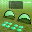 Poray Soccer Goal for Kid Easy-up Set of Two Portable Soccer Net 210D Oxford with 8 Field Marker Cones Extra Stakes Fun for Backyard and Soccer Training