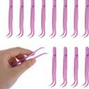 JJUNW 12pcs Plastic Tweezers, 4.5 Inch Bent Tweezers for Kids DIY Jewelry Making, Crafts, Baking Decoration, Reptile Feeding, Purple
