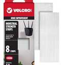 VELCRO Brand Heavy Duty Strips with Adhesive | 8 Sets, White | Wide 4in x 2in | Holds 10 lbs | Industrial Strength Stick On Tape | Indoor or Outdoor Use, (Pack of 8)