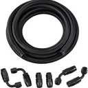 EVIL ENERGY 10AN Fuel Line Kit, 10AN Nylon Braided Fuel Line Hose Fitting Kit CPE 12FT Black