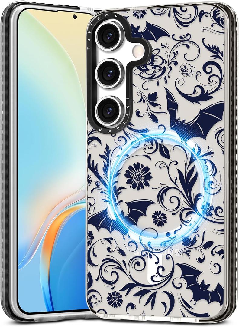 Toycamp for Samsung Galaxy S25 Plus Case - Compatible with MagSafe Women Girls Cute Phone Cover Magnetic with Shockproof Protective Girly Pretty Aesthetic Designer for Samsung S25 Plus Case, Bats