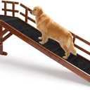 Wooden Dog Ramp for High Bed, 73.2" Long Pet Ramp with Foldable Side Rails