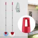 Spin Mop Head Replacement Base, Mop Handle Compatible EasyWring - Include 4-Section 30-59in Handle, 1 Cover and 1 Scrubber