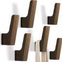 Leinuosen 6 Pack Wood Wall Hooks Walnut Coat Hooks Wall Mounted Bathroom Bedroom Kitchen for Hanging Hat Backpack Bag Jacket Modern Farmhouse Decor for Practical Entryway