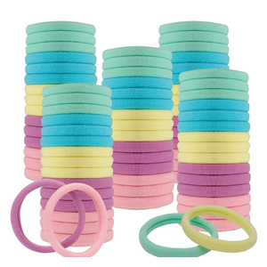 100Pcs Soft Cotton Seamless Hair Bands, Large Ponytail Holders for Thick and Thin Hair, Elastic Hair Accessories for Women, Men, and Girls
