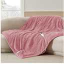 Bedsure GentleSoft Heated Blanket Throw - Soft Ribbed Flannel Electric Blanket, Heating with 6 Time Settings (Up to 10H), 6 Heating Settings, Warm Gifts for Grandma (50x60 inches, Pink