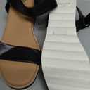 Athlefit Espadrille Wedge Sandals for Women, Open Toe Ankle Strap Low Wedge Heel Platform Sandals for Summer, Black Size 7.5