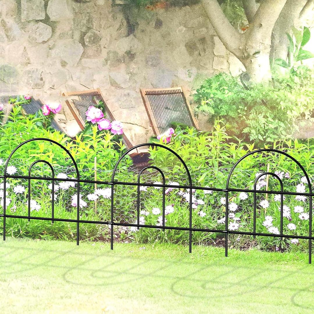 Decorative Black Garden Border Fence 18inX50ft Metal Wire Edging Flower Bed Folding Fences Panel Outdoor Garden Fencing Patio Edge Landscape for Yard