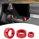 for Colorado Center Console Knob Cover Trim Ring Fit for Chevy Colorado 2024-Present Red Interior Accessories 3pcs