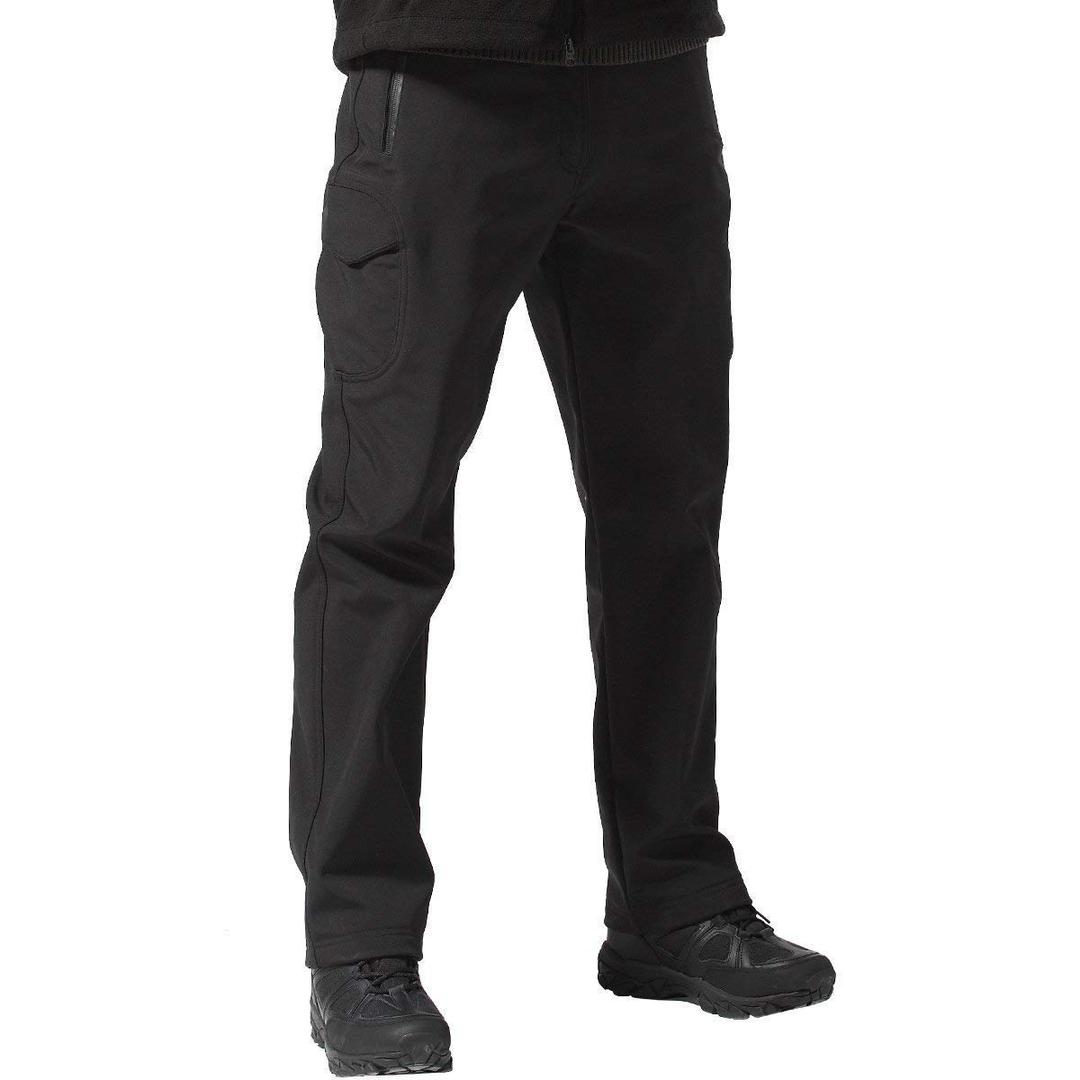 FREE SOLDIER Men's Outdoor Softshell Fleece Lined Cargo Pants Snow Ski Hiking Pants with Belt (Dark Navy 40W/34L)