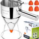 WIHBOIR Stainless Steel Pancake Batter Dispenser with Squeeze Handle and Multi-Nozzle, for Pancakes, Cupcakes, and Baked Goods. 20 oz