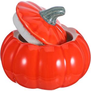 UPKOCH Pumpkin Bowl with Lid Ceramic Soup Bowl 5 Fl Oz Mini Pumpkin Dish for Thanksgiving Candy Sugar Desserts and Seasonal Tableware Set of 4