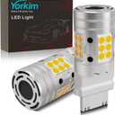 Yorkim Canbus 3157 Turn Signal Light Bulbs, Anti Hyper Flash, 3156 LED Bulb Amber with Cooling fan, 500% Brighter 3156 3057 4157 4114 LED Bulb, Pack of 2