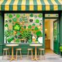 St.Patrick's Day Window Clings, Green Shamrock Window Decals Double-Sided Irish St Patricks Day Decorations Glass Clings for Home School Office Classroom Decor