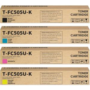 T-FC505U Toner Cartridges 4-Pack (Black Cyan Magenta Yellow) Replacement for Toshiba T-FC505U-K T-FC505U-C T-FC505U-M T-FC505U-Y Toner Cartridge for E-Studio 2505AC 3005AC 3505AC 4505AC 5005AC Printer
