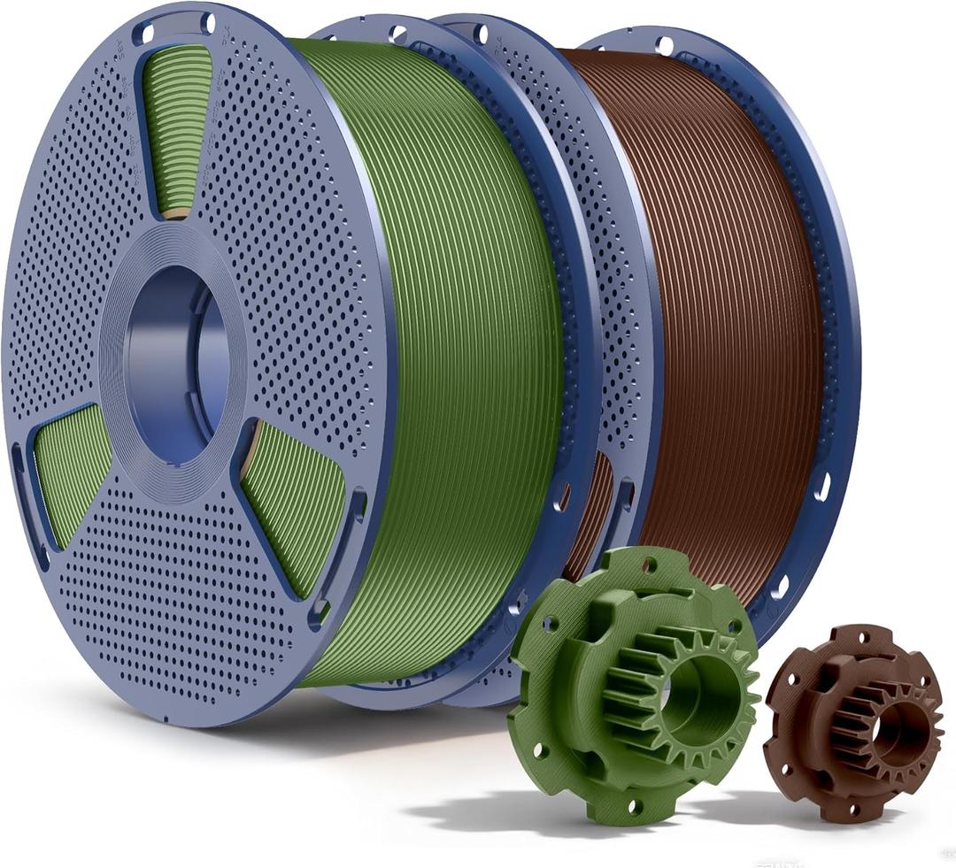 SUNLU PETG Filament 2KG, High Strength PETG 3D Printer Filament 1.75mm, Dimensional Accuracy +/- 0.02mm, 1KG Spool(2.2lbs), 2 Pack, Olive Green+Coffee Brown