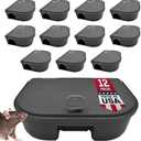 Exterminators Choice Compact Mouse Bait Station - Heavy-Duty Outdoor Mouse Bait Box - Lockable Design with Key - Versatile Indoor & Outdoor Use - Pack of 12, Black, 4.75in x 3.5in x 1.25in
