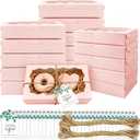 40 Pack Cookie Boxes with Clear Window, 7 x 4 3/8 x 1 Inch Small Pink Kraft Candy Boxes Premium Pastry Boxes with Tags Ropes for Cookie Packaging, Dessert, Donuts, Pie, Cupcakes, Parties
