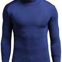 Ouruikia Men's Lightweight Thermal Shirts Modal Base Layer Turtleneck Long Sleeve Pullover Tops, Large 