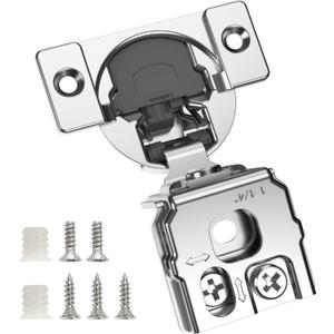 Chibery 10 Pack 1-1/4" Overlay 3D Soft Close Concealed Hinge for Face Frame Door, Smooth Slow Self Closing Hinges, Satin Nickel, Hidden 105° Open Angle Stainless Steel Hinge for Kitchen Cabinet Door