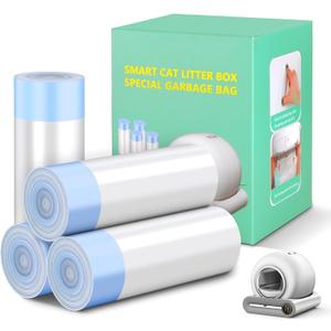 80 Count Cat Litter Bags, Self Cleaning Litter Box Liners, 18.2 x 18.2 inches Replacement Drawstring Bags Fit for Automatic Robot Box (80 Counts/4 Rolls