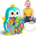 Vahome Musical Penguin Educational Toys for 1,2 Year Old Boy Gifts, Learning Toy for Toddlers 1-3 Yr with 5-Theme Pages, Lights & Music, First Birthday Gift for 1-2 Year Old 12-18 Month Age (Blue)