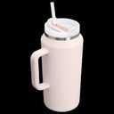 64oz Insulated Tumbler with Handle, Stainless Steel Double Wall Vacuumn Water Bottle, Lid and Straw for School, Gym, Hiking & Camping,  Pink