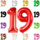 KatchOn, Giant 19 Birthday Balloons Red - 40 Inch | 19 Balloons for 19th birthday decorations | Red 19 Balloon Number | 19th Birthday Balloons for 19 Year Old Birthday Party Decorations