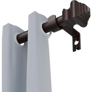 Curtain Rods for Windows 32-124 inch, 5/8 inch Bronze Curtain Rod with Classic Finials Adjustable by Splicing for Bedroom Kitchen Living Room (Brown)