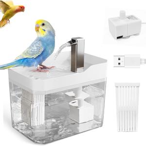 Automatic Parakeet Bird Bath with Pump, Bird Shower Fountain Indoor Bathtub with Running Water, Parrot Bath Tub Faucet for Pet Birds, African Grey, Cockatiel, Conure, Budgie, Lovebird, white