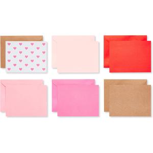 American Greetings Bulk Blank Cards with Envelopes, Pink Heart Stationery (200-Count) (red, pink, white, kraft)