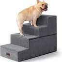 Aodisman Dog Steps for Bed and Couch, 4-Step Pet Stairs for Small Dogs, Indoor Non-Slip Dog Stairs for Old Cats, Puppy, Small Medium Dogs,18.5" H,Grey