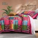 King Quilt Set for Bed - 100% Cotton Quilts Patchwork Comforter Coverlet Bedspread Reversible 90"x104" with 2 Pillow Shams