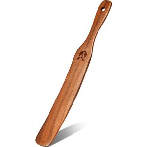 Skinny Spurtle for Sourdough Starter, Mixing, Reaching Bottom of Jar, Dough Whisk, Natural from High Moist Resistance Teak, Spurtles Kitchen Tools Wooden Kitchen Utensils for NonStick Cookware (1 Pcs)