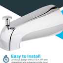 EZ-FLO 5-3/8 Inch Nose Diverter Tub Spout, 1/2 Inch IPS Connection, Chrome Finish, 15083