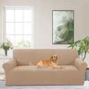Stretch Couch Cover Washable Sofa Slipcover Furniture Protector with Non Skid Foam and Elastic Bottom for Kids, Dog (Large/Camel)