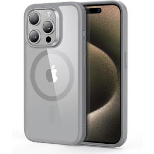 ESR for iPhone 15 Pro Case, Compatible with MagSafe, Military-Grade Protection, Yellowing Resistant, Scratch-Resistant Back, Magnetic Phone Case for iPhone 15 Pro, Classic Series, Clear Grey