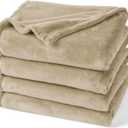PHF Ultra Soft Fleece Blanket Queen Size, Cozy 300gsm Lightweight Bed Blanket, No Shed No Pilling, Plush Anti-Stati Microfiber, Room Home Decor Gifts for Women and Men, 90" x 90", Khaki