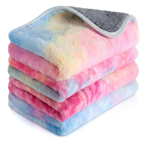 Reginary 4 Pcs Waterproof Guinea Pig Blankets Washable Small Animal Fleece Bedding Guinea Pig Cage Liners Reusable Training Pads Pet Pee Pad Sleep Mat for Hamster(Tie Dye Pattern,24 x 16 Inch)