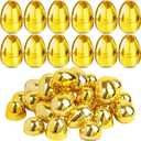 48 Pack 2.4 Inch Golden Easter Eggs, Metallic Plastic Empty Gold Eggs Bulk for Easter Egg Hunt, Easter Basket Stuffers Fillers, Filling Treats and Party Favors