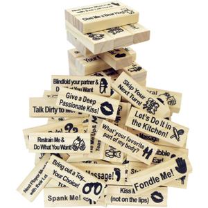 Tower Stack Couples Games Date Night Wooden Naughty Fun Stacking Blocks for Adults Dating Bedroom Games Toys for Couples Date Night Activities (48 Pcs)