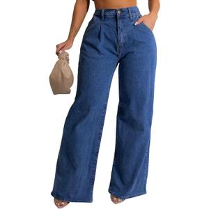 Women's Straight Leg High Waist Baggy Denim Jeans Loose Boyfriend Casual Stretchy Jeans (X-Large)