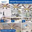 Depuley 72-Inch Ceiling Fan with Light: Farmhouse 8-Blade Walnut and Gold Indoor Outdoor Fans with Remote App Control Dimmable Light - Ultra Quiet DC Motor Reversible 6 Speed Timer