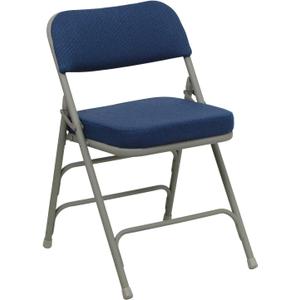 Flash Furniture Hercules Series Metal Folding Chairs with Cushioned Seat, Fabric Upholstered Event Chairs with 300-lb. Static Weight Capacity, Set of 2, Navy