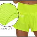 THE GYM PEOPLE Womens High Waisted Running Shorts Quick Dry Athletic Workout Shorts with Mesh Liner Zipper Pockets (Green, L)