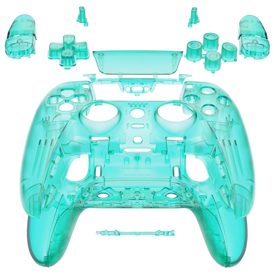 eXtremeRate Full Set Shell with Buttons Touchpad Compatible with p s 5 Edge Controller, Emerald Green Replacement Decorative Trim Shell Front Back Plates Compatible with p s 5 Edge Controller