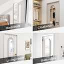 SCWF-GZ 47x14 Mirror Full Length Back Door Hanging or Wall Mounted Aluminum Metal Frame Arch Mirrors for Entryway Bedroom Bathroom Dressing Living Room 47 14 inch Silver