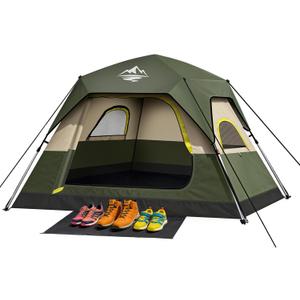 Camping Tent 4 Person Instant Pop Up Tents for Camping, Green 4 Person