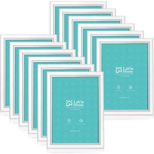 LaVie Home 5x7 Picture Frames (12 Pack, White) Simple Designed Photo Frame with High Definition Glass for Wall Mount & Table Top Display, Set of 12 Classic Collection